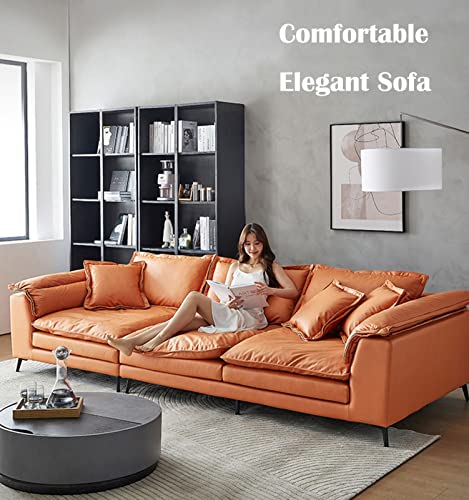 Sofa Couch Living Room Sofa with Cozy Throw Pillows Breathable Fabric Sofa Couch Carbon Steel Support Legs 2 Layers Soft Cushions Spacious Large Sofa for Living Room Office