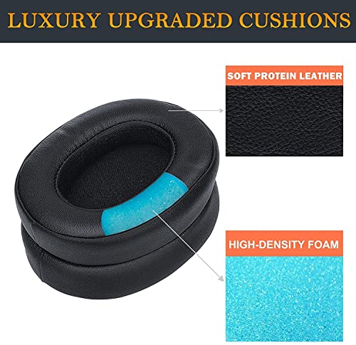 Hesh 3 Protein Leather Replacement Ear Pads Compatible with Skullcandy Crusher Wireless Crusher Evo Crusher ANC Hesh 3 Headphones Ear Cushions, Headset Earpads, Ear Cups Repair Parts-Black