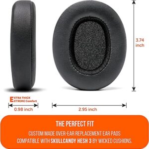 Hesh 3 Protein Leather Replacement Ear Pads Compatible with Skullcandy Crusher Wireless Crusher Evo Crusher ANC Hesh 3 Headphones Ear Cushions, Headset Earpads, Ear Cups Repair Parts-Black