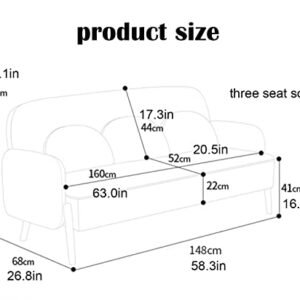 Sofa Couch Solid Wood Frame Breathable Flannelette Fabric Sofa Couch Modern Living Room Sofa with Throw Pillows Comfortable High Rebound Sponge Cushions for Living Room Bedroom Office