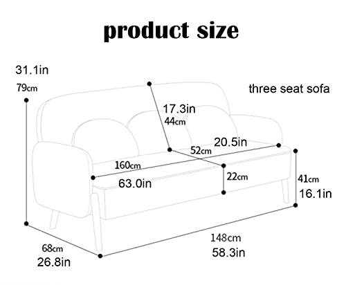 Sofa Couch Solid Wood Frame Breathable Flannelette Fabric Sofa Couch Modern Living Room Sofa with Throw Pillows Comfortable High Rebound Sponge Cushions for Living Room Bedroom Office