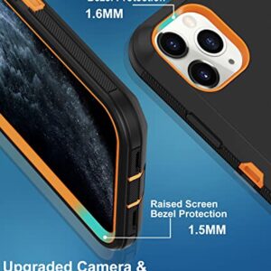 Aimoll-88 iPhone 11 Pro Max Case - Built-in Screen Protector, Heavy Duty Drop & Shockproof Protection, Dustproof, Black/Orange