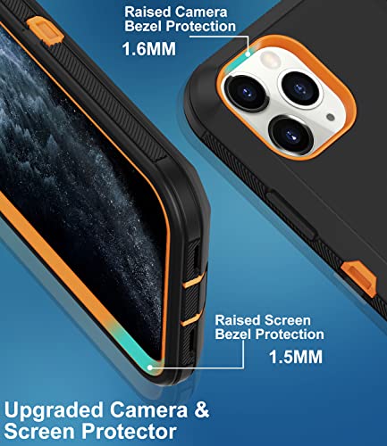 Aimoll-88 iPhone 11 Pro Max Case - Built-in Screen Protector, Heavy Duty Drop & Shockproof Protection, Dustproof, Black/Orange