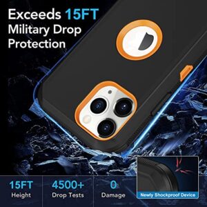 Aimoll-88 iPhone 11 Pro Max Case - Built-in Screen Protector, Heavy Duty Drop & Shockproof Protection, Dustproof, Black/Orange