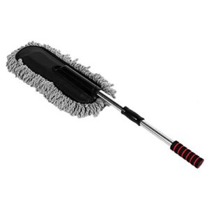 ztb car cleaning brush, portable washable window duster with extendable retractable rod for cleaning, waxing, dustproof, etc (gray), ztb car cleaning brush, portable washable window dduster car d