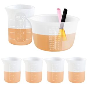 silicone measuring cups tool kit,600ml&250ml&100ml thickening&polishing silicone mixing cups with 2pcs silicone brushes for mixing resin,silicone cups for epoxy resin mixing,easy clean