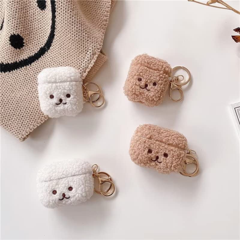 Plush Doll for Airpod 3 Case, Cute Soft Fur Fluffy Cartoon Animals Pet Case Unique Stylish Plush Doll for Airpods 3rd Gen Cartoon Headphones Cover for Girls Women Friends Best Gift Dog Brown