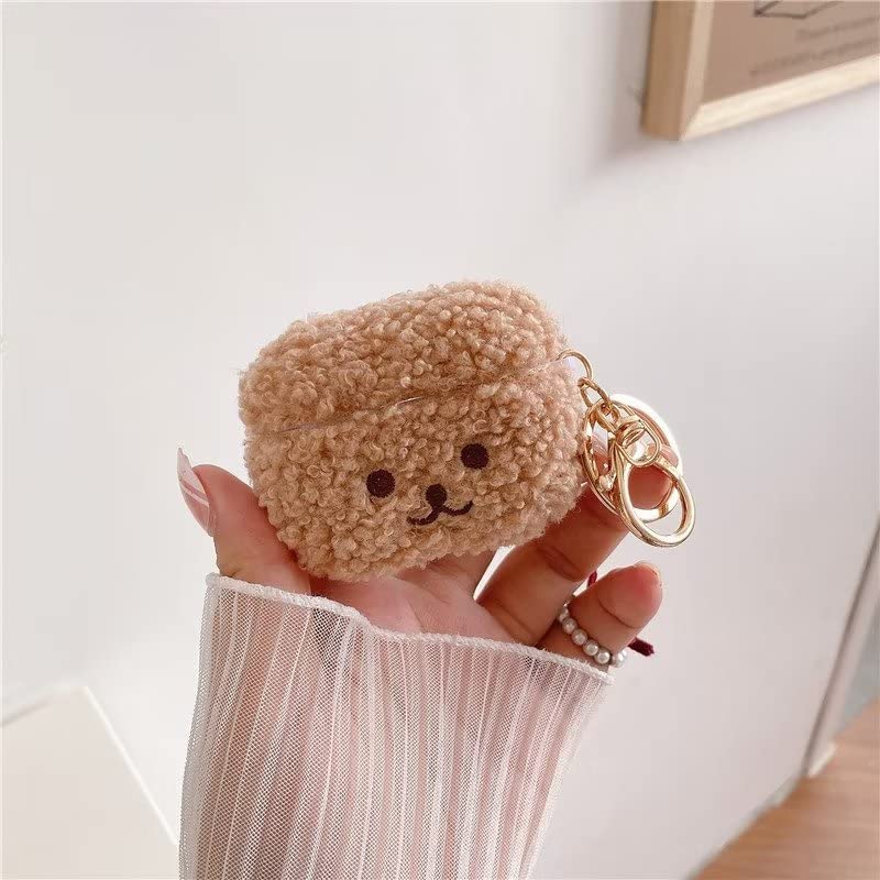 Plush Doll for Airpod 3 Case, Cute Soft Fur Fluffy Cartoon Animals Pet Case Unique Stylish Plush Doll for Airpods 3rd Gen Cartoon Headphones Cover for Girls Women Friends Best Gift Dog Brown