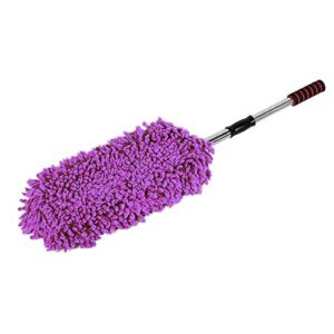 Car Cleaning Brush, Window Duster with Stainless Steel Retractable Handle, Portable Dusting Tool for Washing, Cleaning, Waxing, Dustproof, Etc (Purple), Car Cleaning Brush, Window Duster with Sta