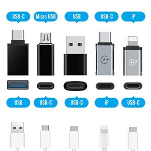 XGWYANT USB to USB C,Type C Female to USB Male,Type C Male to Type C Female,Micro USB,Compatible Mode,IP,Laptop, PC, Power Bank and More Type C Devices（5Pack）