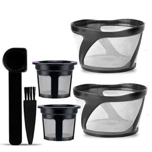 2 reusable coffee ground basket style coffee filter for keurigkduo essentials and kduo brewers machine,2 refillable k cups pod capsule for keurigkduo+1 spoon+1 brush,2 ways to brew