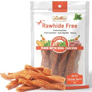 luvchew chicken dog chew twist sticks, puffed human grade chicken dog treat sticks, rawhide alternative, easy to digest 20pcs/pack