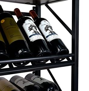 Farmhouse Wall Mounted Wine Rack with Tilting Display Shelf, Wall Hanging Wine Rack, 3-Tier Shelves with Stemware Glasses Holder for Wine Storage, Wine Display Shelf for Kitchen Living Room Cafe Bar