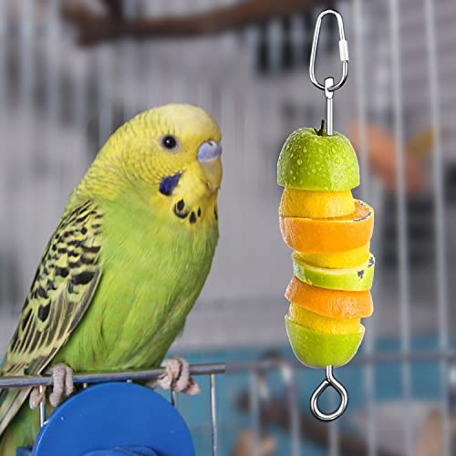 Bird Cage Food Holder Parrot Fruit Vegetable Skewer Bird Cage Feeder Foraging Toy for Parakeet Budgie Macaw