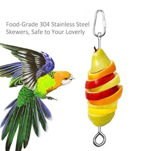 Bird Cage Food Holder Parrot Fruit Vegetable Skewer Bird Cage Feeder Foraging Toy for Parakeet Budgie Macaw