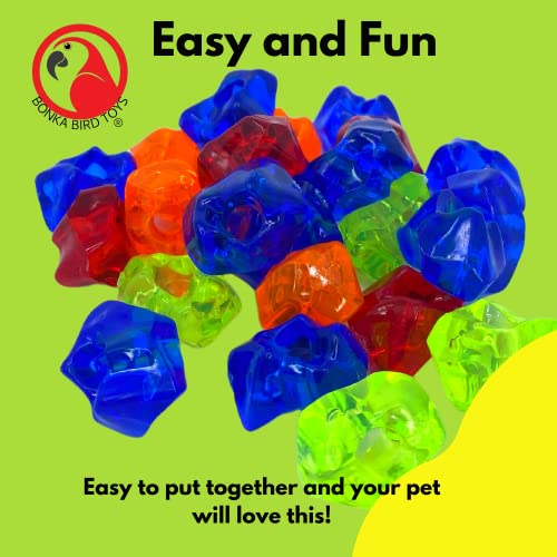 Bonka Bird Toys 3803 Pk24 Acrylic Meteors Foot Talon Craft Part Bird Toys Colored Drilled Plastic Asteroid Comet Rocks Cockatiel Conures Amazons