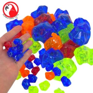 Bonka Bird Toys 3803 Pk24 Acrylic Meteors Foot Talon Craft Part Bird Toys Colored Drilled Plastic Asteroid Comet Rocks Cockatiel Conures Amazons