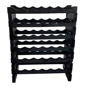 displaygifts modular stackable wine rack freestanding wooden wine stand storage holder, thick wood wobble-free natural 36 bottle capacity 6 x 6 rows (black)