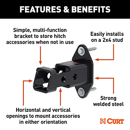 CURT 45069 Hitch Accessory Wall Mount, 2-Inch Receiver Black