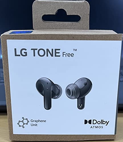 LG TONE Free True Wireless Bluetooth Earbuds T90 - Adaptive Active Noise Cancelling Earbuds with Dolby Atmos, Black, Small