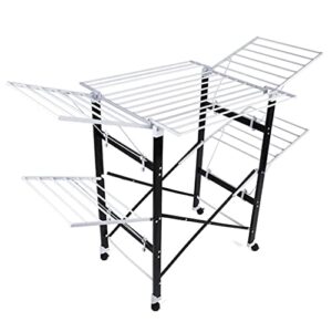czdyuf aluminum alloy floor drying rack bedroom folding multi-style indoor metal clothes rack balcony drying quilt clothes (color : black, size : one size)