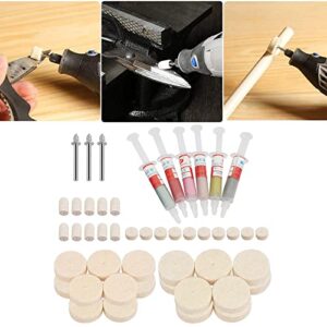 Polishing Lapping Paste and Felt Polishing Buffing Wheel Set 49Pcs Wool Felt Polishing Pad Wheel Professional Accessories for Final Polishing Metal and Jewelry