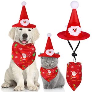dog cat christmas costumes set, dog bandana christmas tree santa hat xmas dog scarf hat triangle bib clothes party cosplay accessory for small medium large dog cat (santa claus)