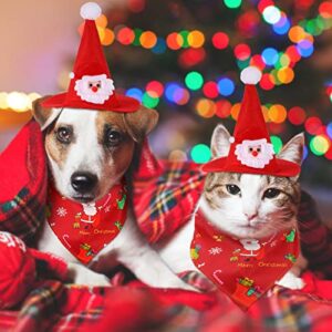 Dog Cat Christmas Costumes Set, Dog Bandana Christmas Tree Santa Hat Xmas Dog Scarf Hat Triangle Bib Clothes Party Cosplay Accessory for Small Medium Large Dog Cat (Santa Claus)