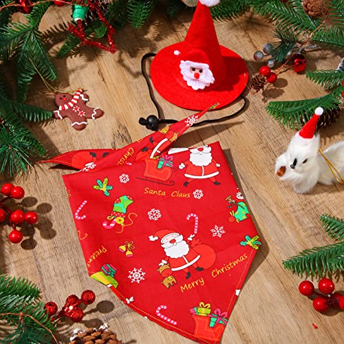 Dog Cat Christmas Costumes Set, Dog Bandana Christmas Tree Santa Hat Xmas Dog Scarf Hat Triangle Bib Clothes Party Cosplay Accessory for Small Medium Large Dog Cat (Santa Claus)