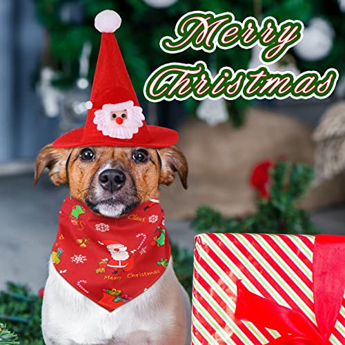 Dog Cat Christmas Costumes Set, Dog Bandana Christmas Tree Santa Hat Xmas Dog Scarf Hat Triangle Bib Clothes Party Cosplay Accessory for Small Medium Large Dog Cat (Santa Claus)