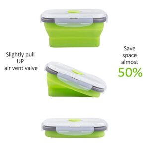 Collapsible Food Storage Containers with Airtight Lid, 11.8 oz, Small Kitchen Stacking Silicone Collapsible Meal Prep Container Set for Leftover, Microwave Freezer Dishwasher Safe, 4 Colors, Set of 4