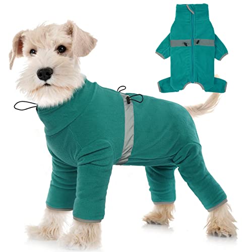 IDOMIK Dog Winter Coat Polar Fleece Clothes Windproof Full Body Pullover Jacket,Pet Cold Weather Warm Vest Onesie Jumpsuit Pajamas Apparel Outfit,High Collar Reflective Snowsuit Sweater For Small Dogs