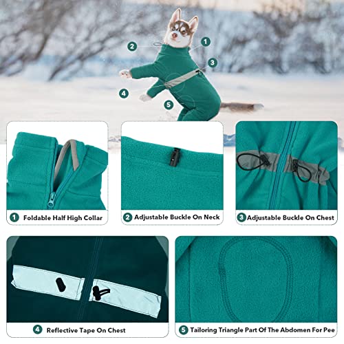 IDOMIK Dog Winter Coat Polar Fleece Clothes Windproof Full Body Pullover Jacket,Pet Cold Weather Warm Vest Onesie Jumpsuit Pajamas Apparel Outfit,High Collar Reflective Snowsuit Sweater For Small Dogs