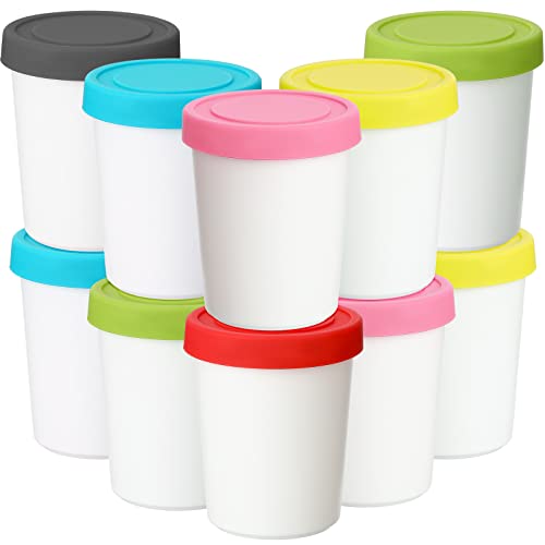 Gandeer 12 Pieces Ice Cream Storage Containers for Homemade Ice Cream 6 Ounce Ice Cream Storage Containers with Lids Easy Stacking Reusable for Food Freezer Storage, Mixed Color