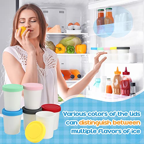 Gandeer 12 Pieces Ice Cream Storage Containers for Homemade Ice Cream 6 Ounce Ice Cream Storage Containers with Lids Easy Stacking Reusable for Food Freezer Storage, Mixed Color