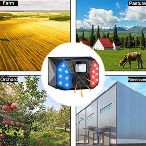 Aolyty Solar Warning Lights with Remote Control, Solar Strobe Alarm Light 120db Sound, 4 Modes Motion Sensor Security Siren Light Outdoor IP65 Waterproof for Home Barn Yard Orchard Farm Warehouse