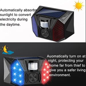 Aolyty Solar Warning Lights with Remote Control, Solar Strobe Alarm Light 120db Sound, 4 Modes Motion Sensor Security Siren Light Outdoor IP65 Waterproof for Home Barn Yard Orchard Farm Warehouse
