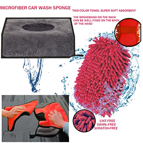 LIANXIN Car Interior Cleaning Kit - Car Cleaning Kit &amp- Car Wash Kit-Car Wash Cleaning Tools Kit with Car Wash Brush Mop and Microfiber Towels