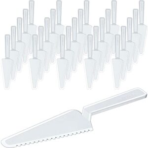 suclain disposable plastic cake cutter plastic cake server cutting plastic spatula plastic knives pie pizza pastry slicer serving utensils for kitchen wedding (clear, 50 pieces)