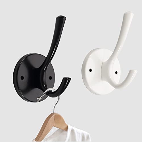 KAKKOII Wall Hooks, Coat Hooks, Towel Hooks, Rustproof Bathroom Hooks, Coat Hanger Wall Mount for Purse Clothes Jacket Backpack Entryway, 4 Pack(White)