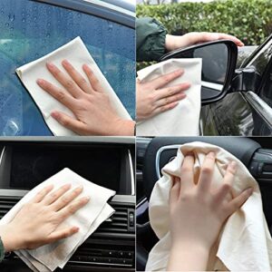 3 Pack Chamois Cloth for Car - Natural Shammy Car Drying Towel for Car Wash Care Real Leather Lint Free Super Absorbent Chamois Cloth (3 Pieces, 9.75 sq ft in Total)