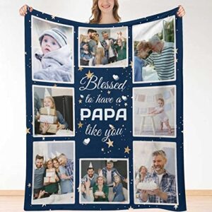huglazy gifts for papa grandpa personalized custom customized blankets with photos happy fathers day birthday gifts with photos picture blankets throw gifts for grandfather from grandkids