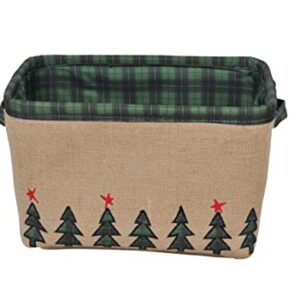 Christmas Baskets for Gifts Empty, Christmas Decorative Storage Baskets with Handles for Holidays Christmas Halloween, Christmas Tree Pattern Large Foldable Organizer Bins for Living Room 13"