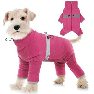 idomik dog winter coat polar fleece clothes windproof full body pullover jacket,pet cold weather warm vest onesie jumpsuit pajamas apparel outfit,high collar reflective snowsuit sweater for small dogs