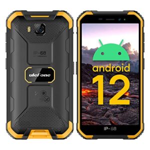 ulefone rugged smartphone unlocked, armor x6 pro(2022) ip69k waterproof phone, android 12 8gb+32gb, 13mp+5mp, 5.0 inch, 4000mah battery, global dual 4g, nfc, face id compass+gps shockproof (orange)