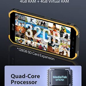 Ulefone Rugged Smartphone Unlocked, Armor X6 Pro(2022) IP69K Waterproof Phone, Android 12 8GB+32GB, 13MP+5MP, 5.0 inch, 4000mAh Battery, Global Dual 4G, NFC, Face ID Compass+GPS Shockproof (Orange)