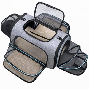 pet carrier airline approved,jujubak 4 sides expandable pet carrier soft-sided dog cat carrier travel bag with shoulder strap fleece pad for cats, puppy and small animals