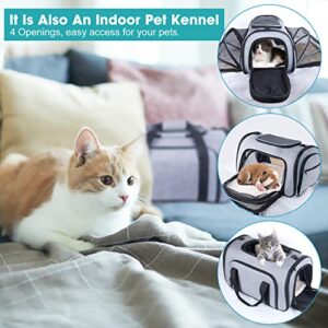 Pet Carrier Airline Approved,JuJubak 4 Sides Expandable Pet Carrier Soft-Sided Dog Cat Carrier Travel Bag with Shoulder Strap Fleece Pad for Cats, Puppy and Small Animals