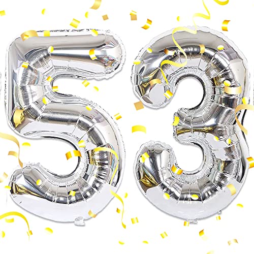 Number 35 Balloon 40 Inch Giant Foil Helium Balloons Jumbo 35 Number Balloons for Birthday Anniversary Festival Party Home Office Decor, Silver 35