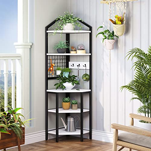 YITAHOME 5-Tier Corner Bookshelf, 68.9” Tall Modern Free Standing Corner Bookcase, 5 Shelf Corner Bookcase and Bookshelves Open Display Storage Book Shelves for Living Room, Home Office, White